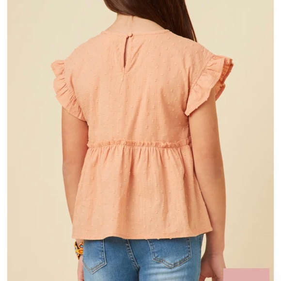 Hayden Girls Swiss Dot Smocked Bodice Ruffled Top, size M - Picture 3 of 8